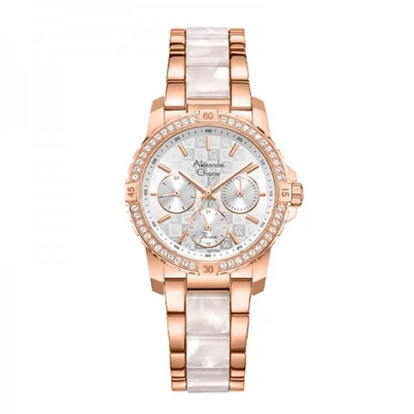 Alexandre Christie AC 6141 Rosegold White Acrylic Lady BFBRGSL2